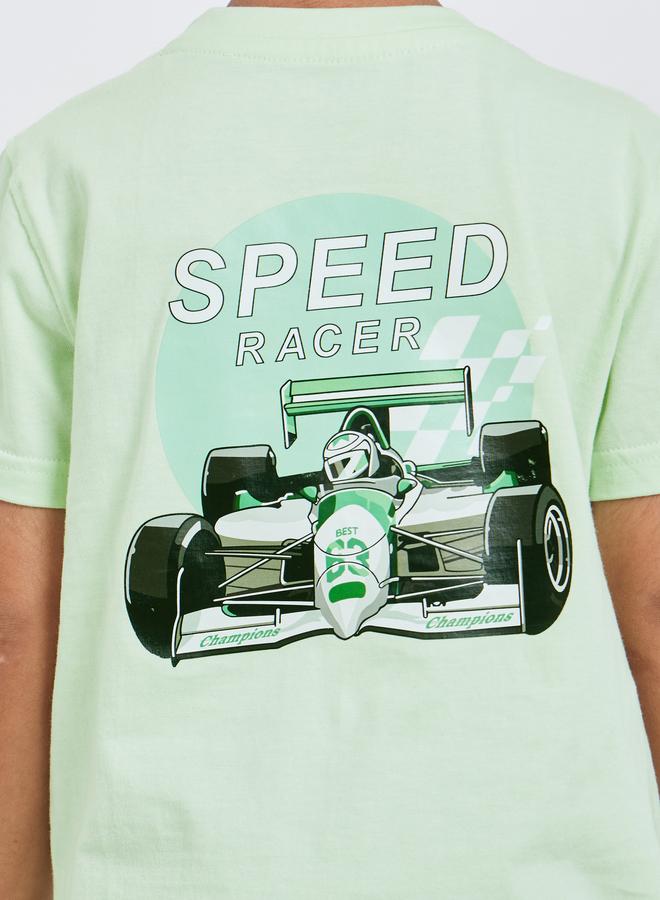Styli Boys Green Race Car Graphic T-Shirt - Image 5